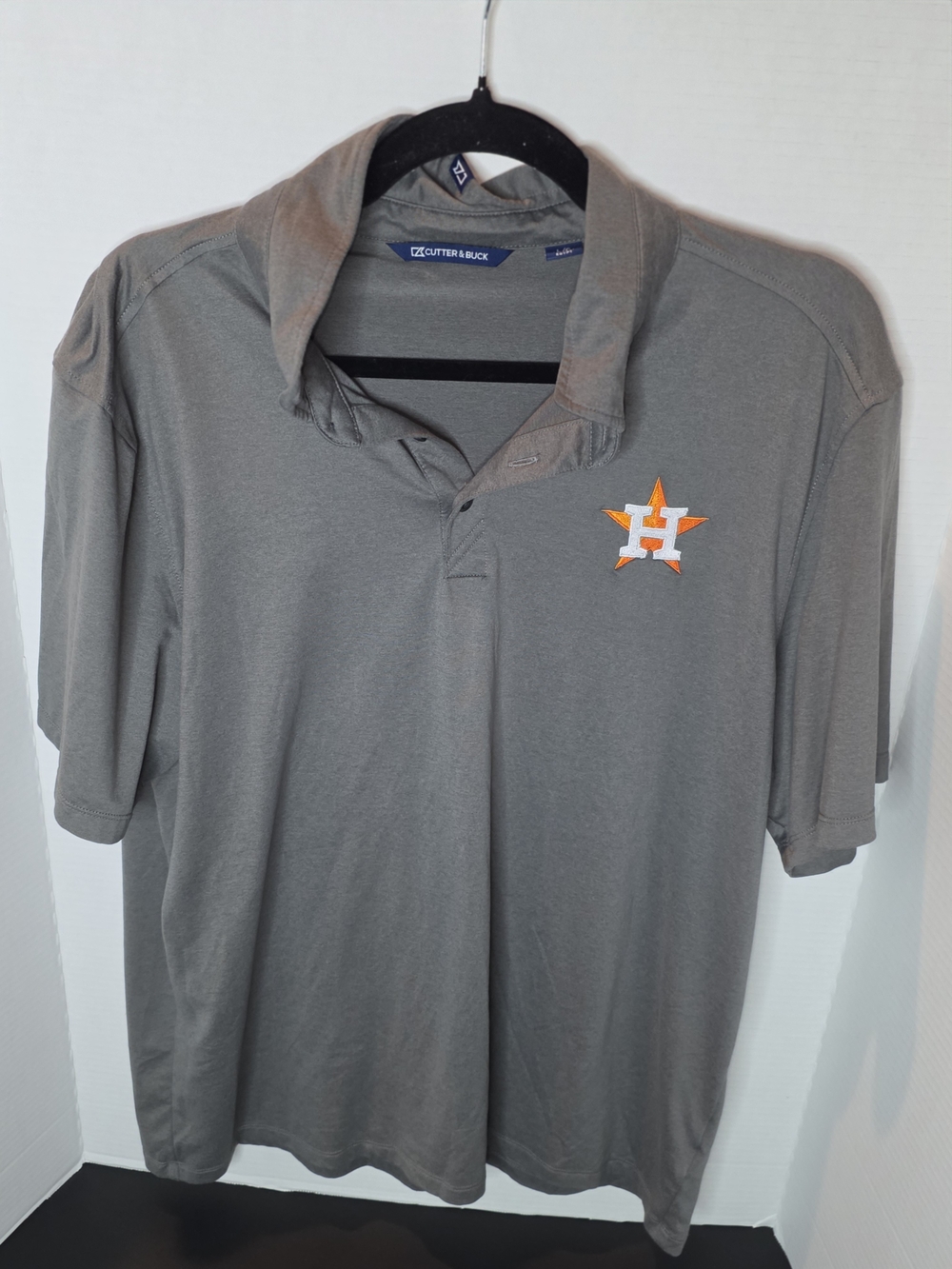 Cutter & Buck Gray Polo with Orange Houston Astros Star Logo
